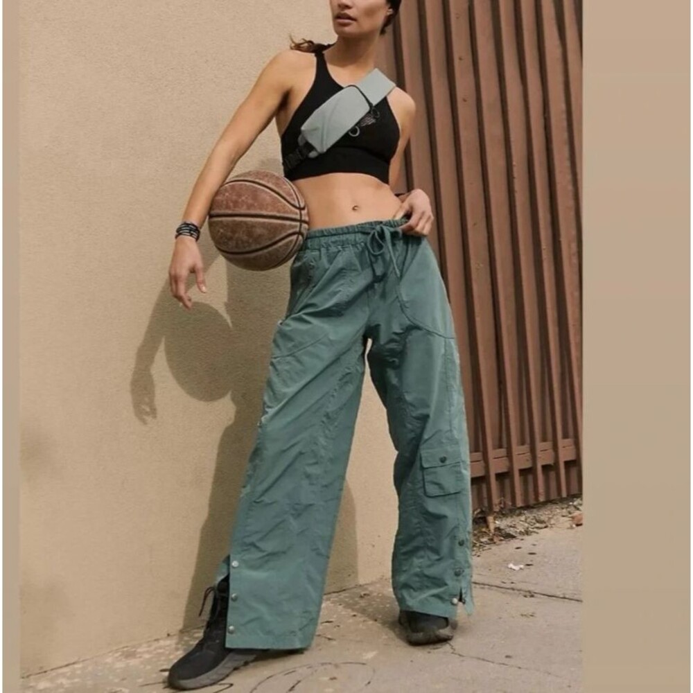 FP Movement Stadium Pants Sage Green Cargo Wide Leg Utility Small